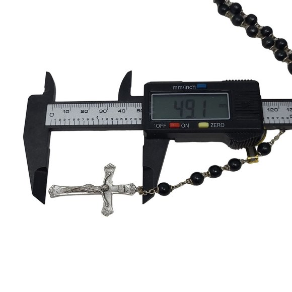 NOS Vintage Rosary Black Beads Malco Boxwood K of C Knights of Columbus 7693 - Picture 11 of 16